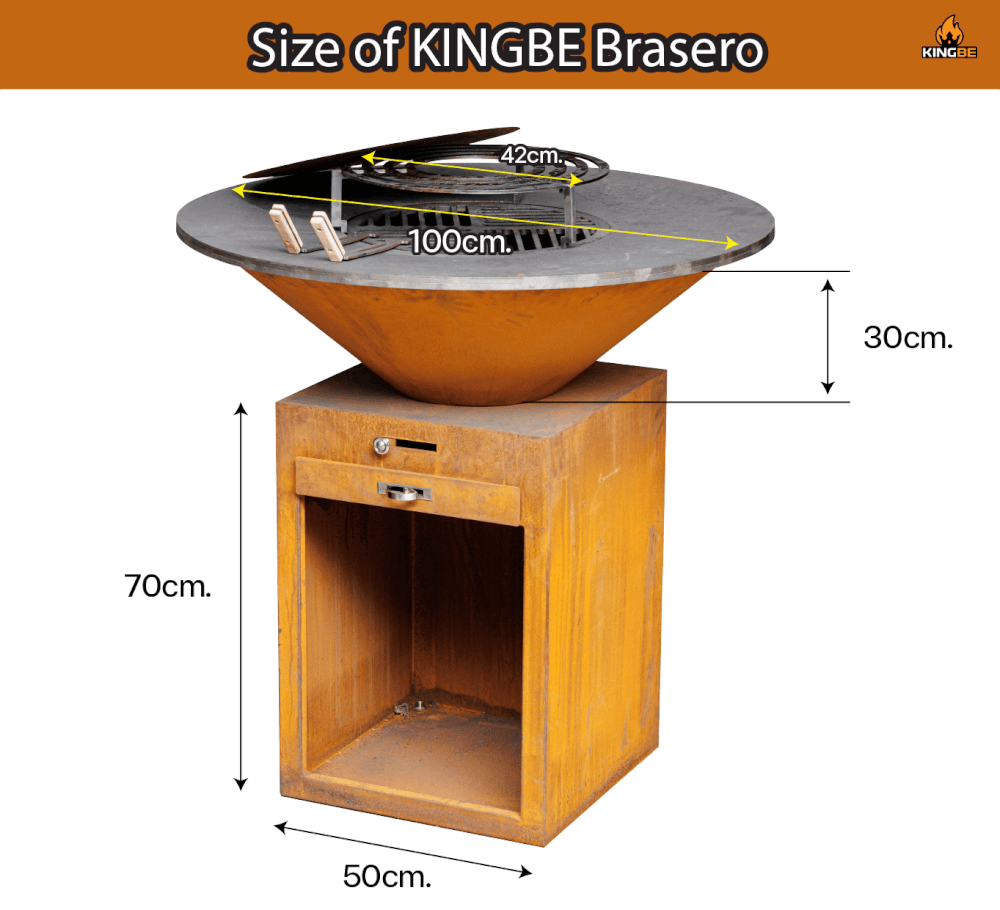 เตาผิงกลางแจ้ง KINGBE BRASERO 100 CM. (CORTEN STYLE)